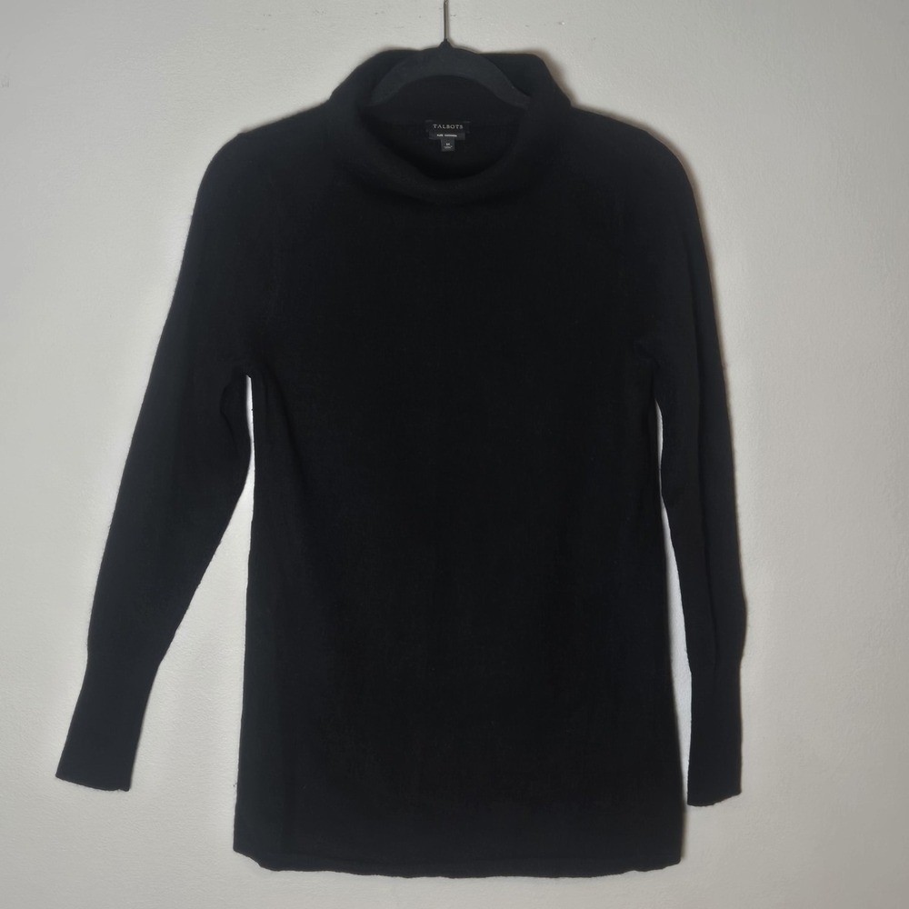 Talbots Pure 100% Cashmere Roll Mock Neck Sweater Womens Medium Black